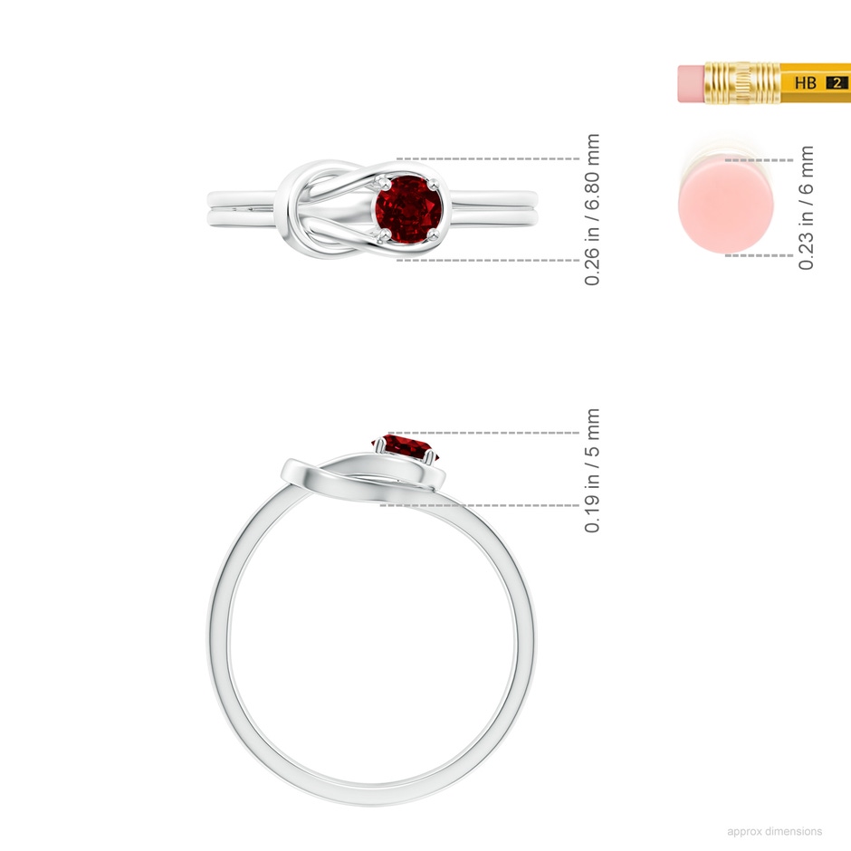 5mm AAAA Solitaire Ruby Infinity Knot Ring in P950 Platinum ruler