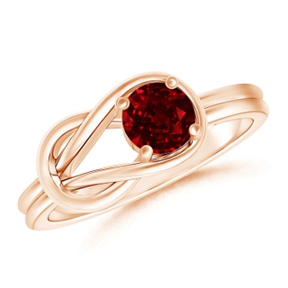 5mm AAAA Solitaire Ruby Infinity Knot Ring in Rose Gold