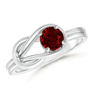 5mm AAAA Solitaire Ruby Infinity Knot Ring in White Gold