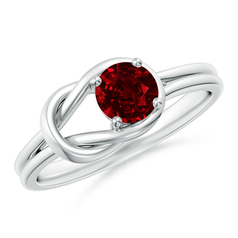 5mm AAAA Solitaire Ruby Infinity Knot Ring in White Gold 