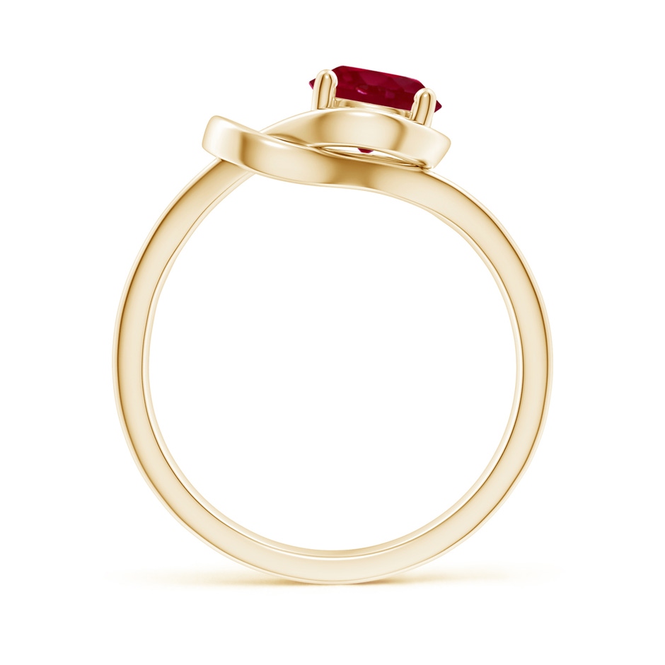 6mm AA Solitaire Ruby Infinity Knot Ring in Yellow Gold side 199
