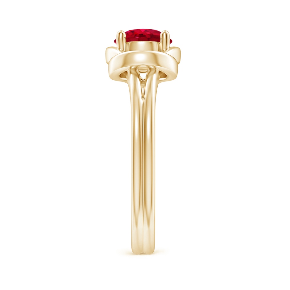 6mm AAA Solitaire Ruby Infinity Knot Ring in Yellow Gold side 299