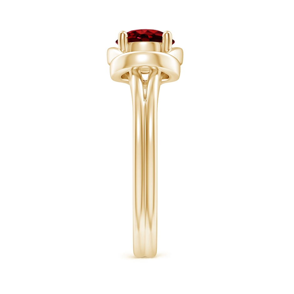 6mm AAAA Solitaire Ruby Infinity Knot Ring in Yellow Gold side 299