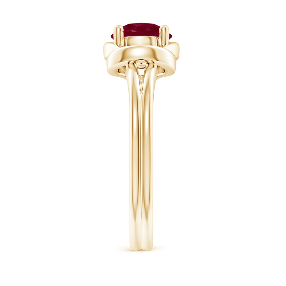 7mm A Solitaire Ruby Infinity Knot Ring in Yellow Gold side 299