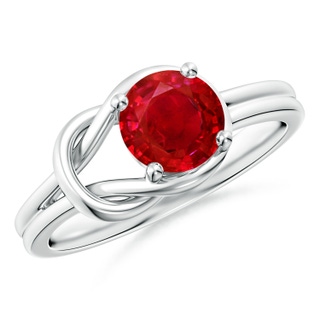 7mm AAA Solitaire Ruby Infinity Knot Ring in P950 Platinum
