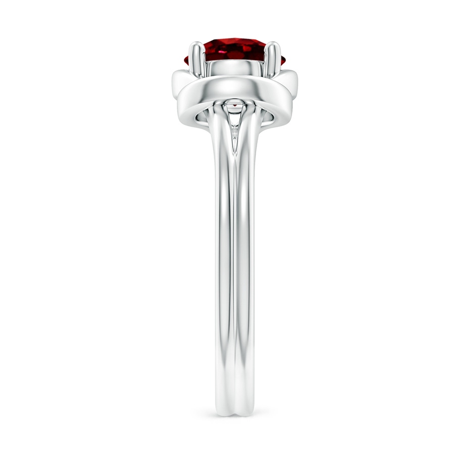 7mm AAAA Solitaire Ruby Infinity Knot Ring in P950 Platinum side 299