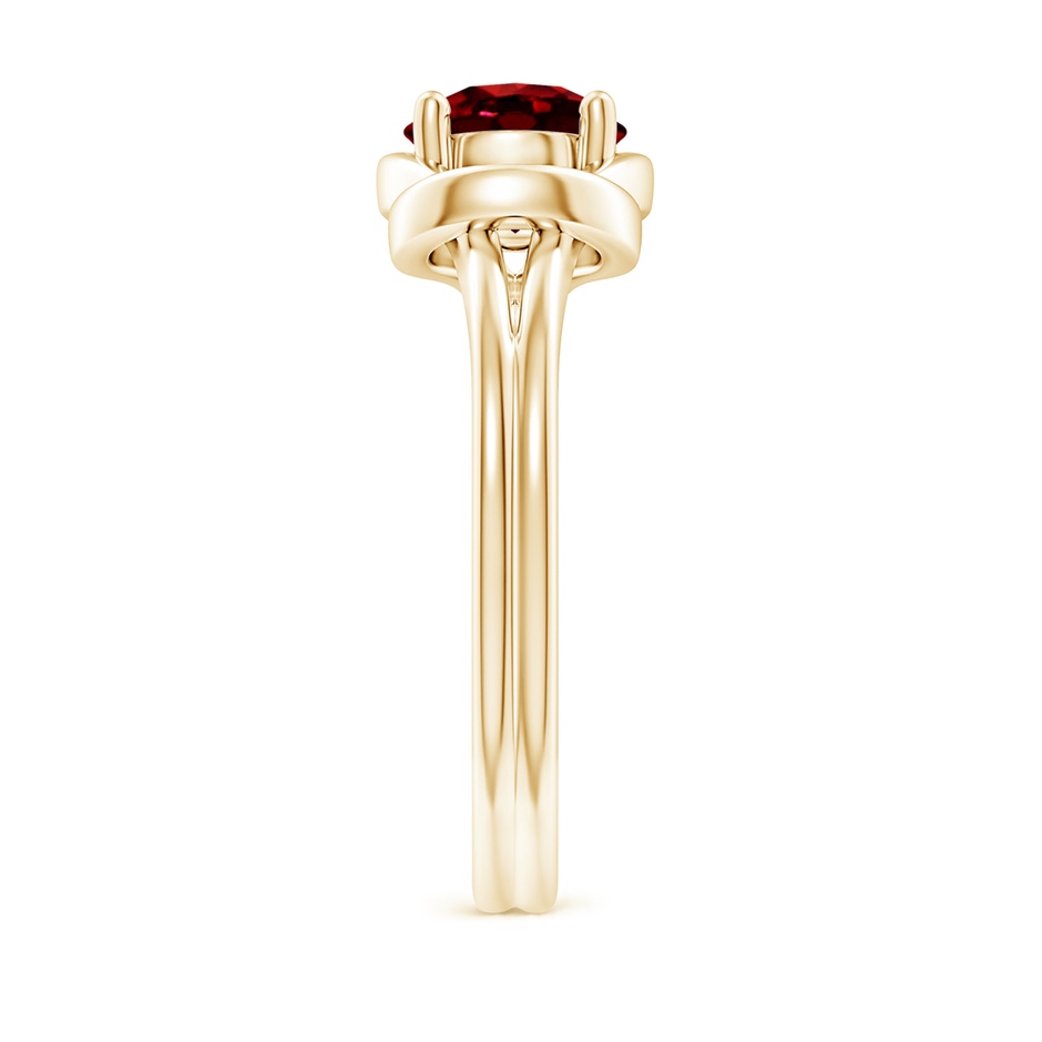 7mm AAAA Solitaire Ruby Infinity Knot Ring in Yellow Gold side 299