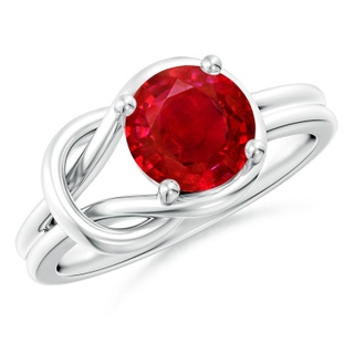 8mm AAA Solitaire Ruby Infinity Knot Ring in P950 Platinum