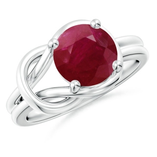 9mm A Solitaire Ruby Infinity Knot Ring in P950 Platinum
