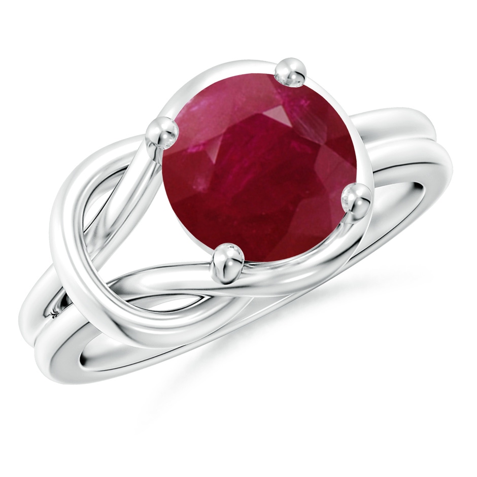 9mm A Solitaire Ruby Infinity Knot Ring in P950 Platinum 