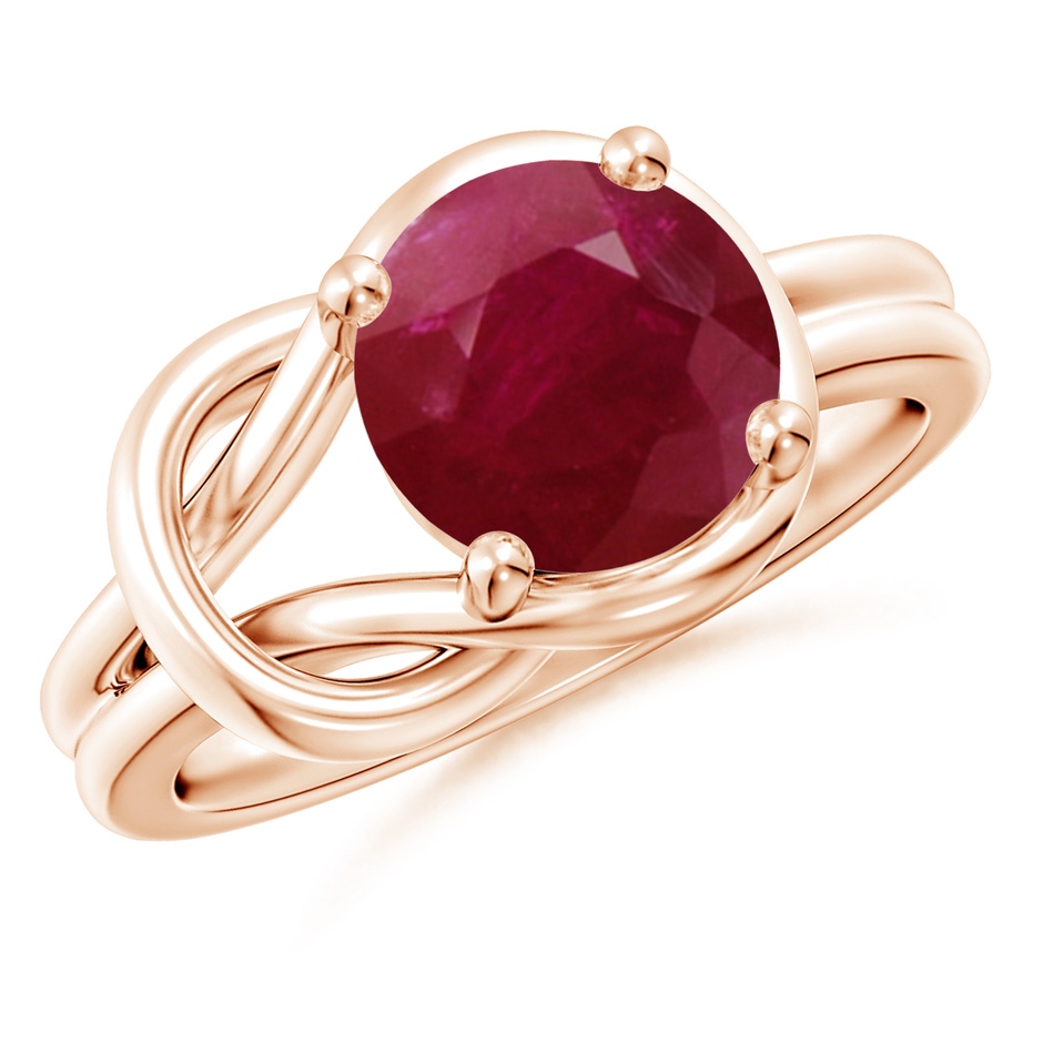9mm A Solitaire Ruby Infinity Knot Ring in Rose Gold 