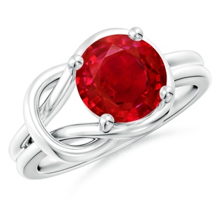 9mm AAA Solitaire Ruby Infinity Knot Ring in P950 Platinum