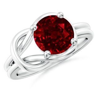 9mm AAAA Solitaire Ruby Infinity Knot Ring in P950 Platinum