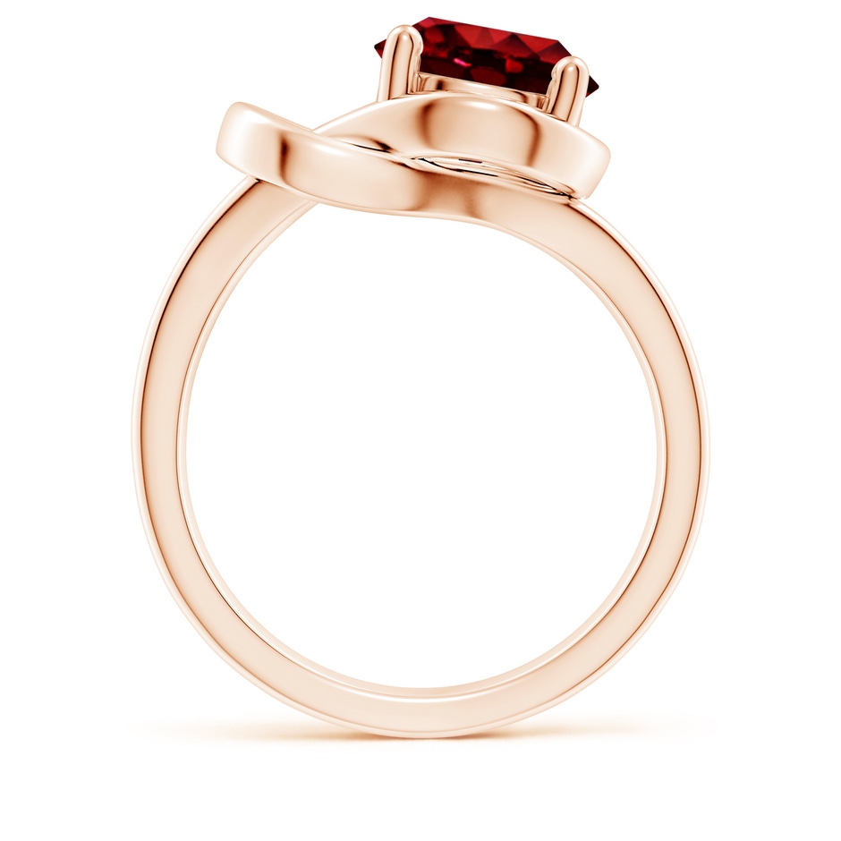 9mm AAAA Solitaire Ruby Infinity Knot Ring in Rose Gold side 199
