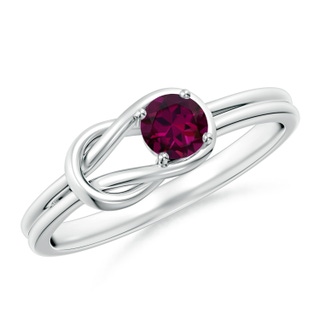 4mm AAAA Solitaire Rhodolite Infinity Knot Ring in P950 Platinum