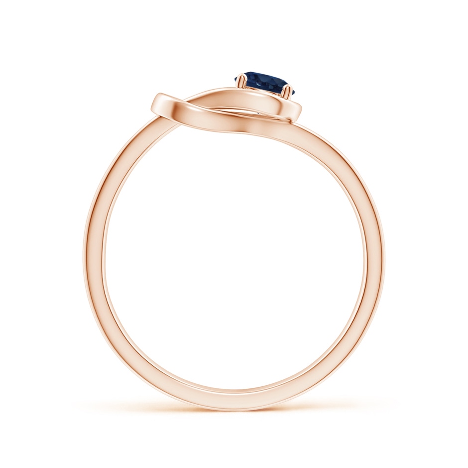 4mm AA Solitaire Blue Sapphire Infinity Knot Ring in Rose Gold side 199