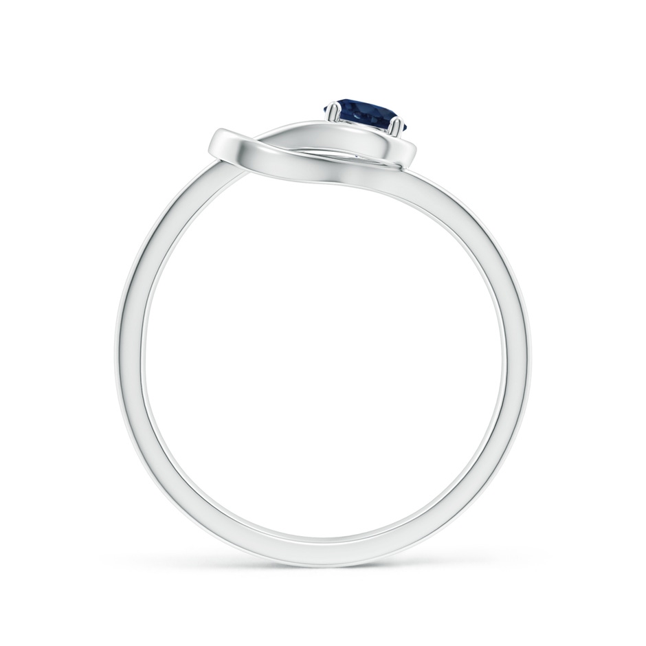 4mm AA Solitaire Blue Sapphire Infinity Knot Ring in White Gold side 199