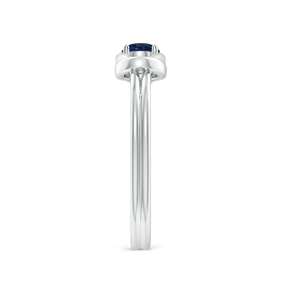 4mm AA Solitaire Blue Sapphire Infinity Knot Ring in White Gold side 299