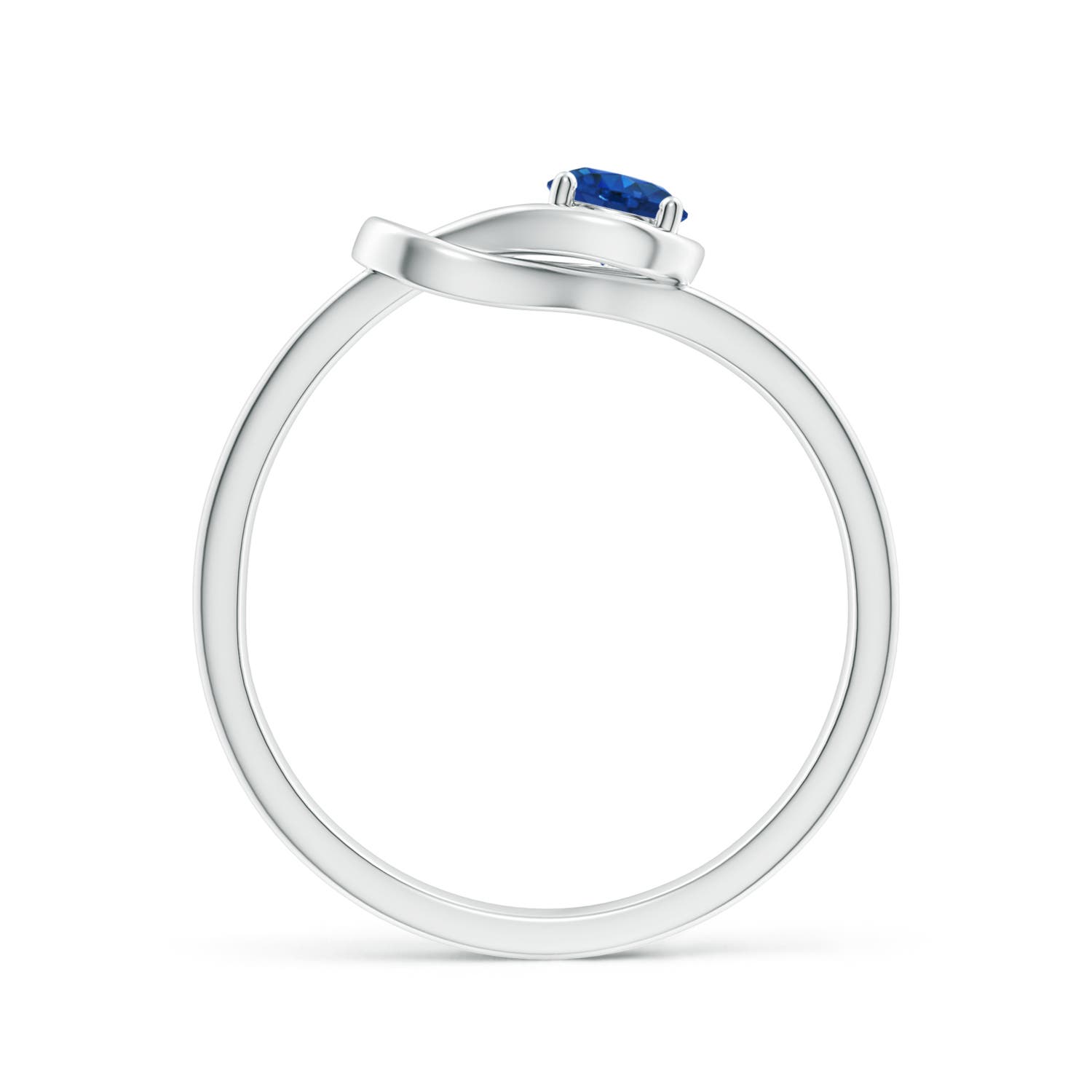 4mm AAA Solitaire Blue Sapphire Infinity Knot Ring in P950 Platinum