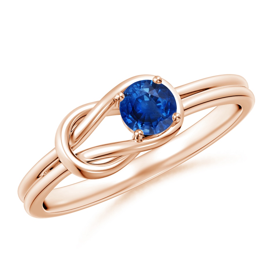 4mm AAA Solitaire Blue Sapphire Infinity Knot Ring in Rose Gold 