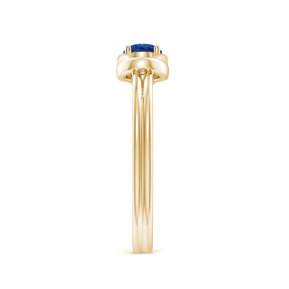 4mm AAA Solitaire Blue Sapphire Infinity Knot Ring in Yellow Gold side 299