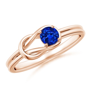 4mm AAAA Solitaire Blue Sapphire Infinity Knot Ring in 9K Rose Gold