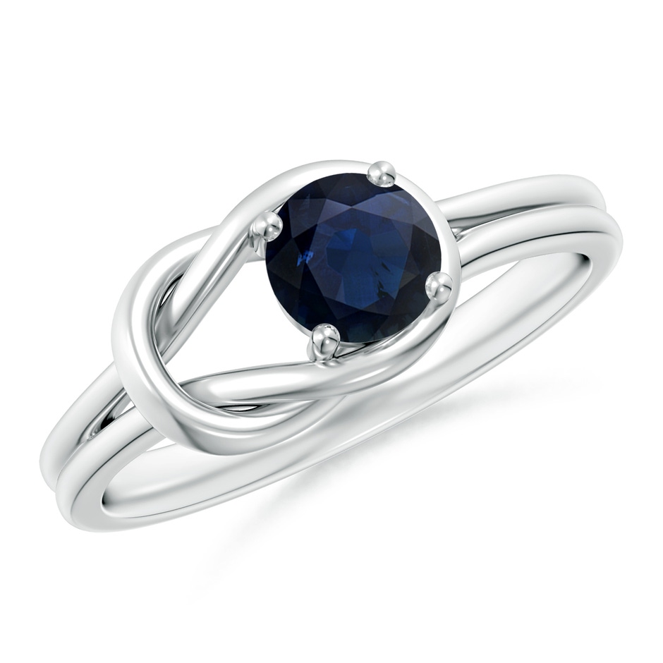 5mm A Solitaire Blue Sapphire Infinity Knot Ring in P950 Platinum 