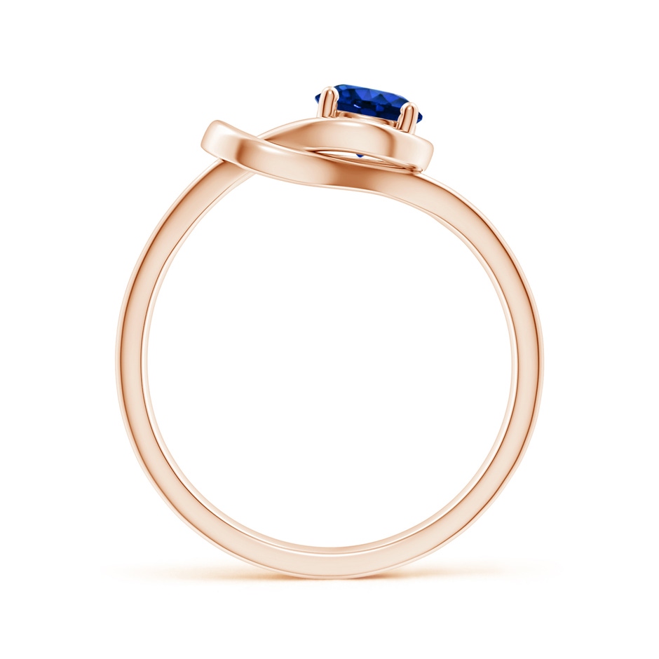 5mm AAAA Solitaire Blue Sapphire Infinity Knot Ring in Rose Gold side 199