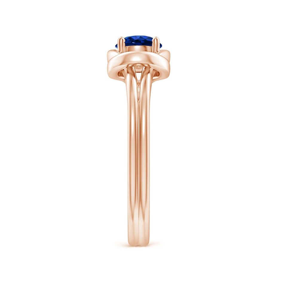 5mm AAAA Solitaire Blue Sapphire Infinity Knot Ring in Rose Gold side 299