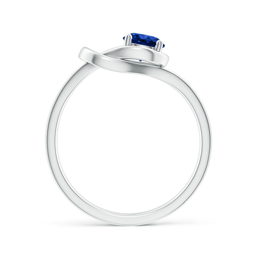 5mm AAAA Solitaire Blue Sapphire Infinity Knot Ring in White Gold Side 199