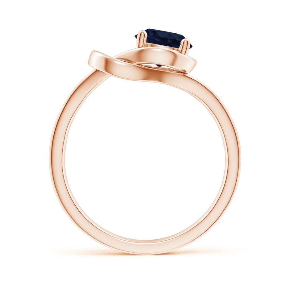 6mm A Solitaire Blue Sapphire Infinity Knot Ring in Rose Gold side 199