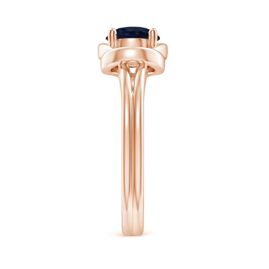 6mm A Solitaire Blue Sapphire Infinity Knot Ring in Rose Gold side 299
