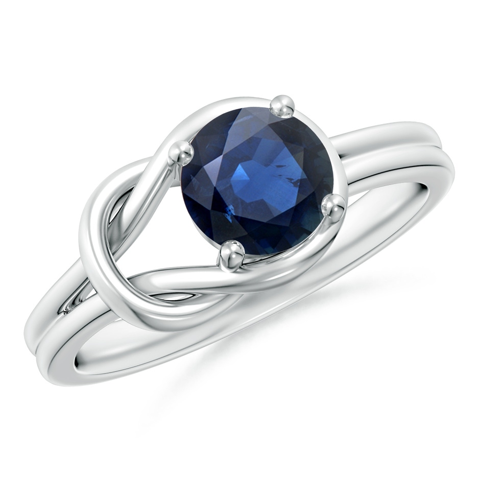 6mm AA Solitaire Blue Sapphire Infinity Knot Ring in P950 Platinum 