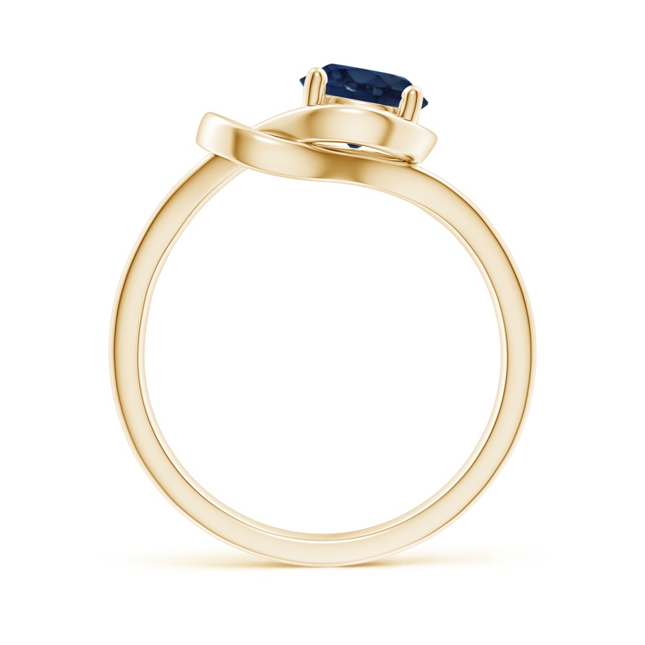 6mm AA Solitaire Blue Sapphire Infinity Knot Ring in Yellow Gold side 199