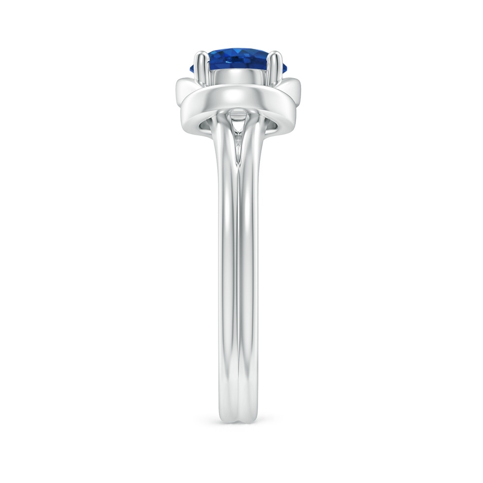 6mm AAA Solitaire Blue Sapphire Infinity Knot Ring in P950 Platinum side 299