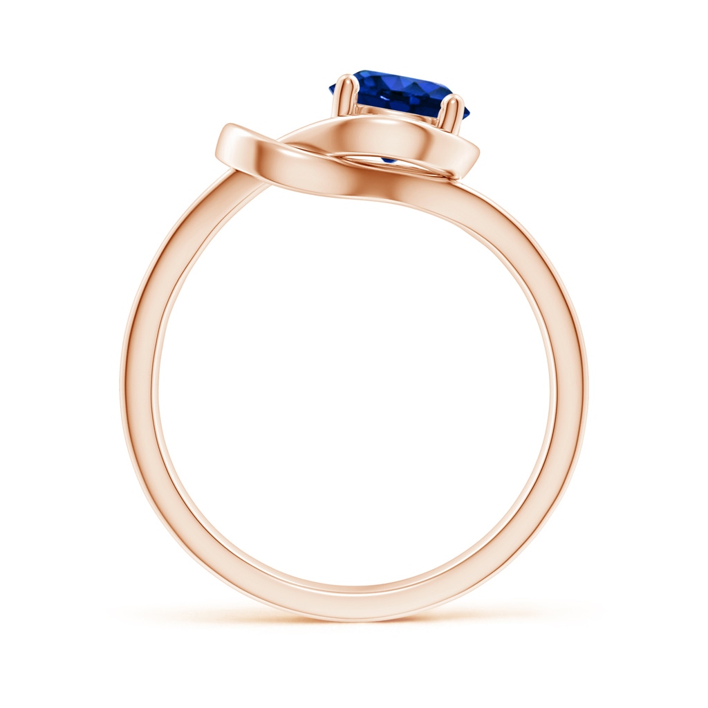 6mm AAAA Solitaire Blue Sapphire Infinity Knot Ring in 9K Rose Gold Side 199