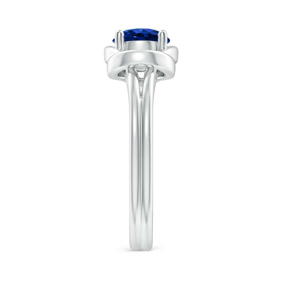 6mm AAAA Solitaire Blue Sapphire Infinity Knot Ring in P950 Platinum side 299