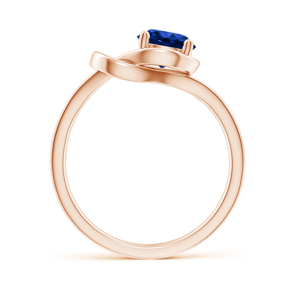 6mm AAAA Solitaire Blue Sapphire Infinity Knot Ring in Rose Gold side 199