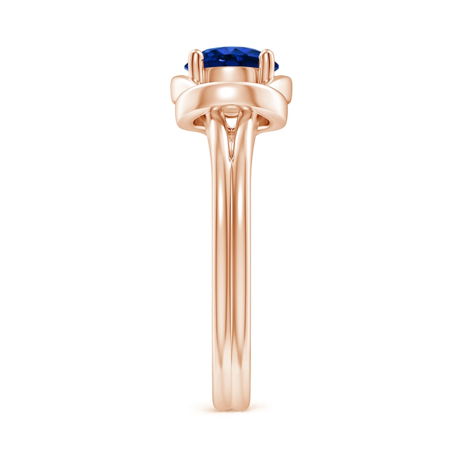 6mm AAAA Solitaire Blue Sapphire Infinity Knot Ring in Rose Gold side 299