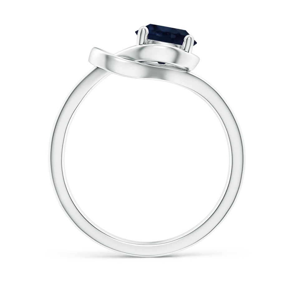 7mm A Solitaire Blue Sapphire Infinity Knot Ring in White Gold side 199