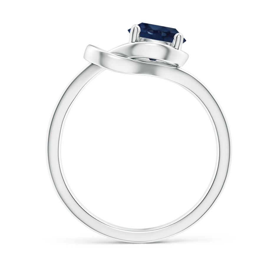 7mm AA Solitaire Blue Sapphire Infinity Knot Ring in P950 Platinum side 199