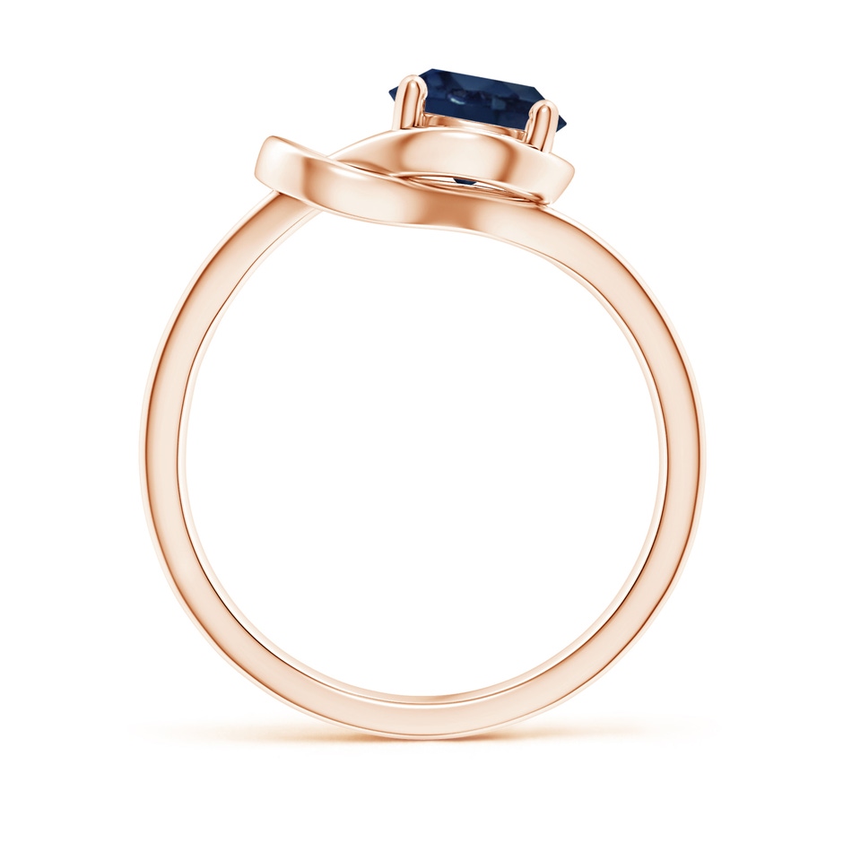 7mm AA Solitaire Blue Sapphire Infinity Knot Ring in Rose Gold side 199