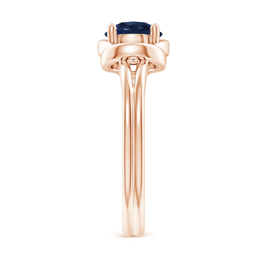 7mm AA Solitaire Blue Sapphire Infinity Knot Ring in Rose Gold side 299