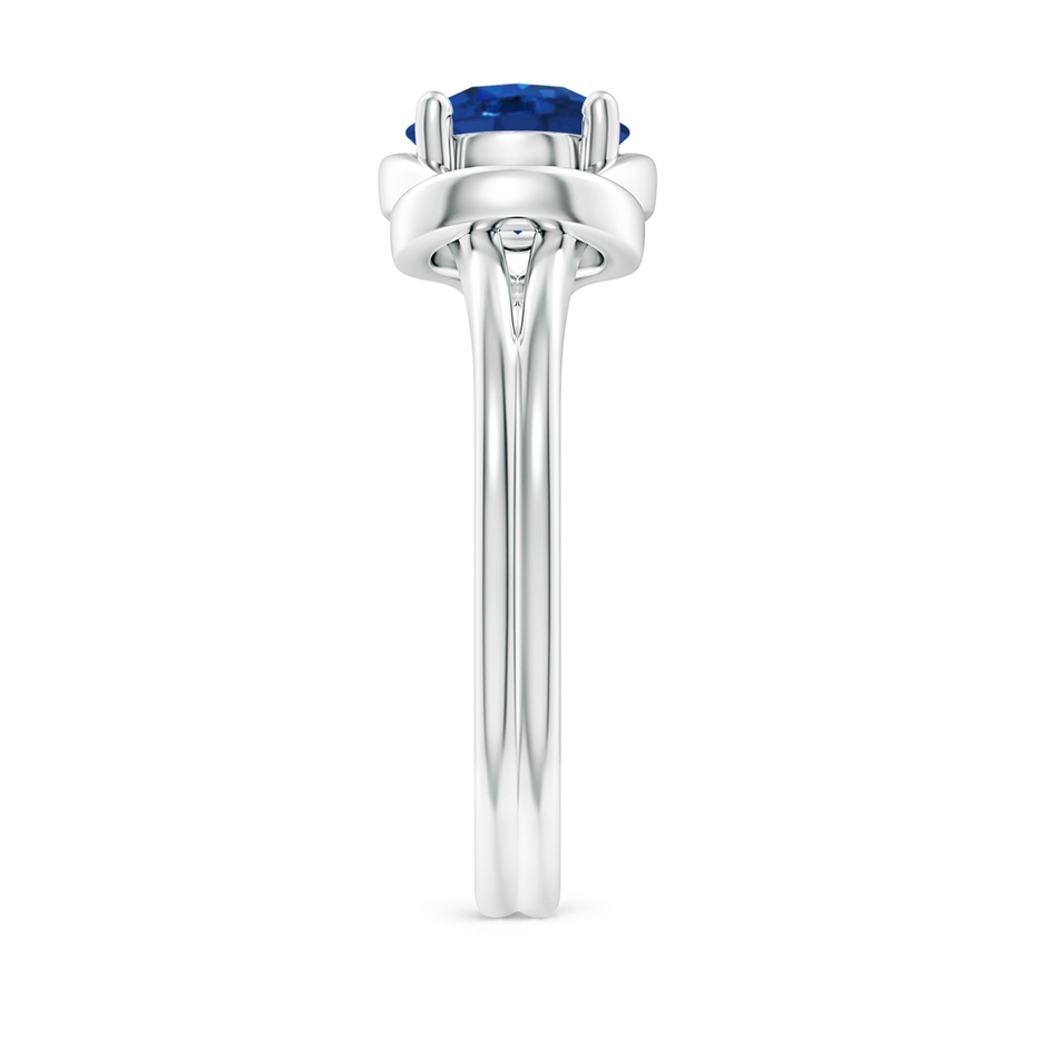 7mm AAA Solitaire Blue Sapphire Infinity Knot Ring in P950 Platinum side 299