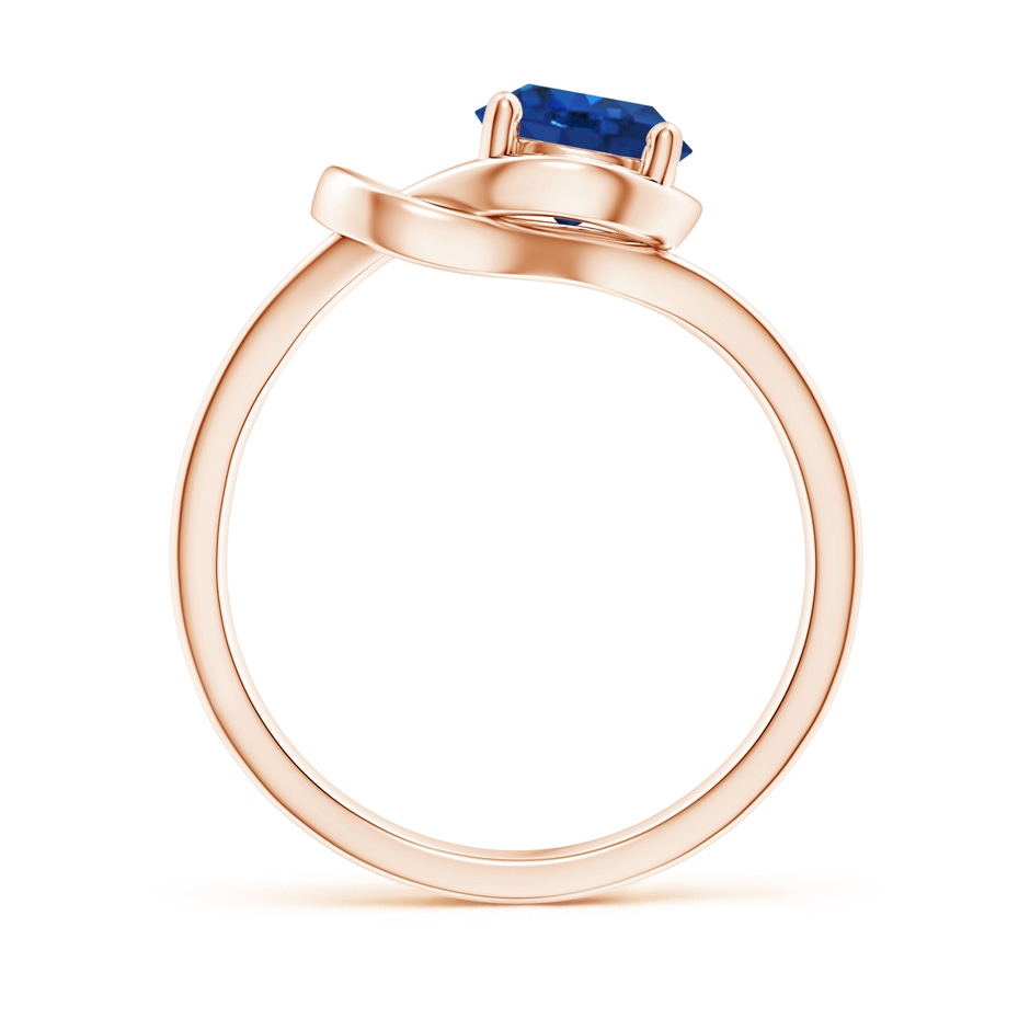 7mm AAA Solitaire Blue Sapphire Infinity Knot Ring in Rose Gold side 199
