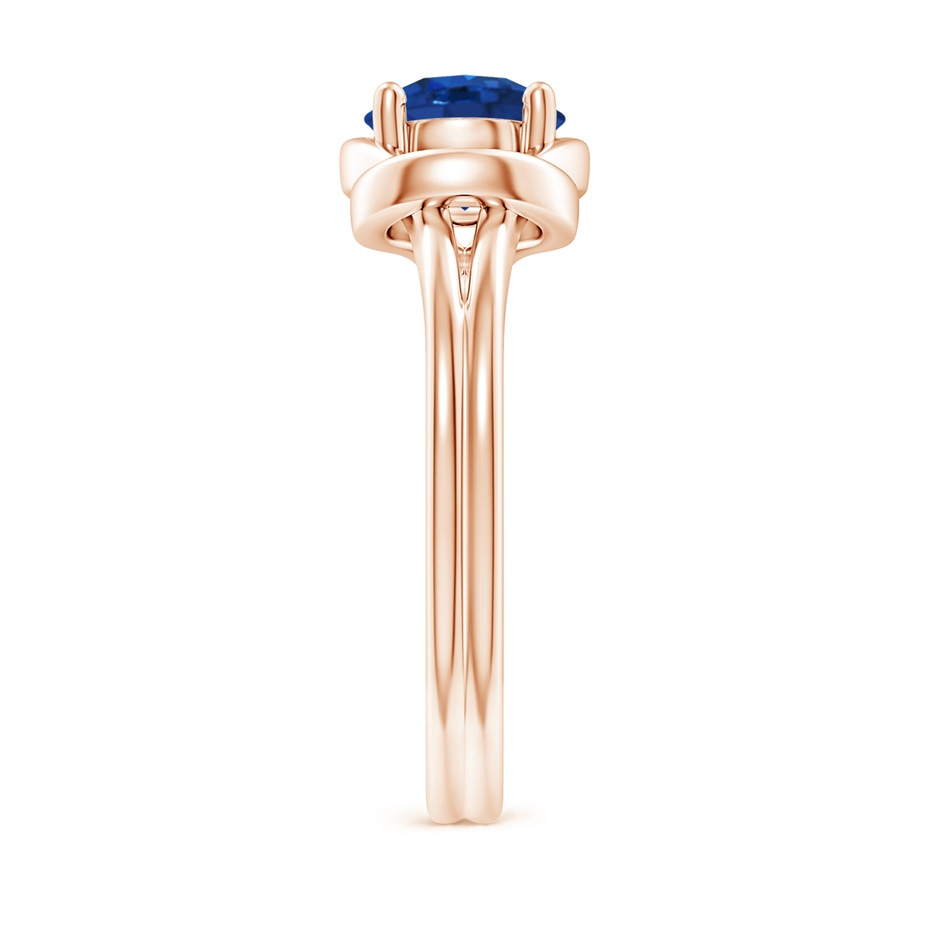 7mm AAA Solitaire Blue Sapphire Infinity Knot Ring in Rose Gold side 299