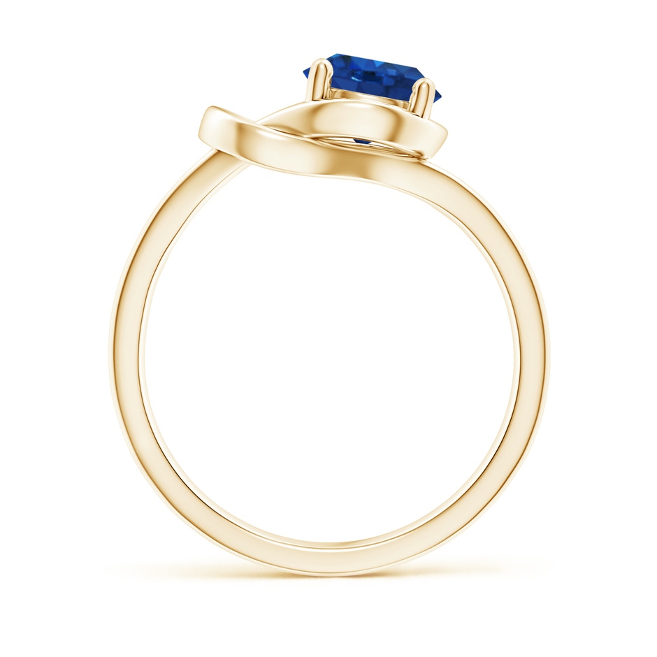7mm AAA Solitaire Blue Sapphire Infinity Knot Ring in Yellow Gold side 199
