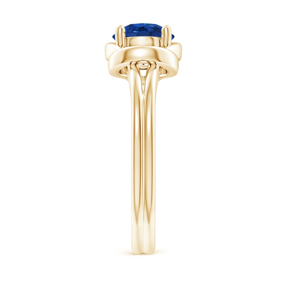 7mm AAA Solitaire Blue Sapphire Infinity Knot Ring in Yellow Gold side 299
