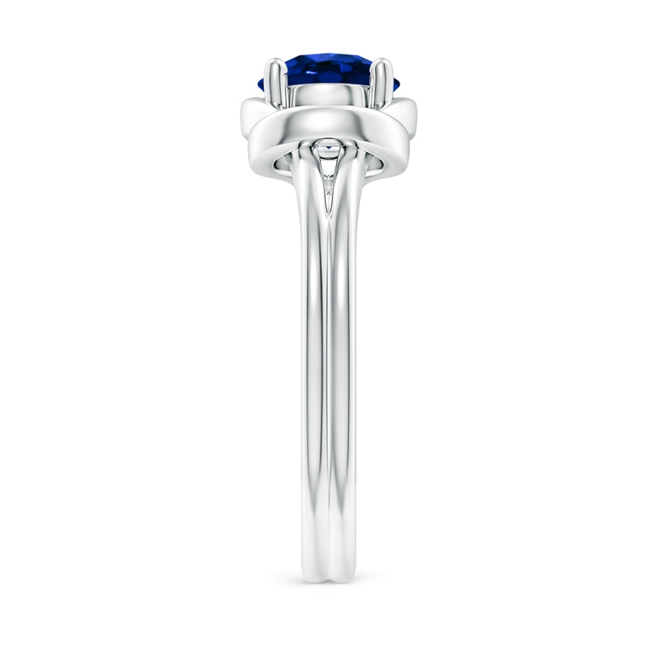 7mm AAAA Solitaire Blue Sapphire Infinity Knot Ring in P950 Platinum side 299