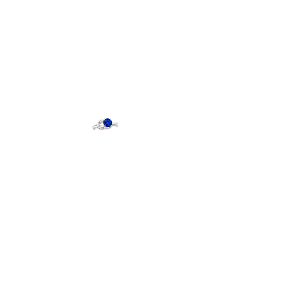 7mm AAAA Solitaire Blue Sapphire Infinity Knot Ring in P950 Platinum hand